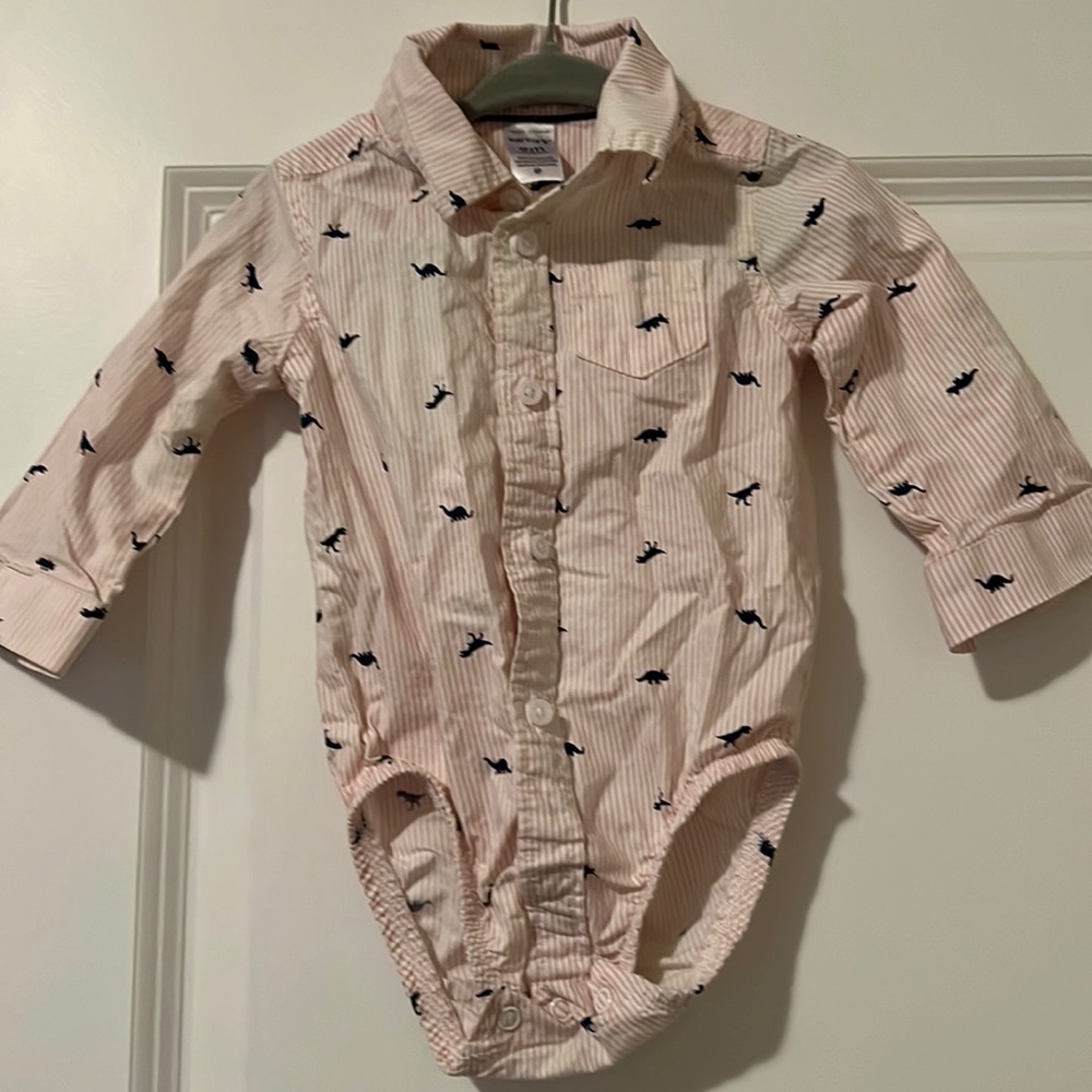 Carters button up onesie with dinosaurs